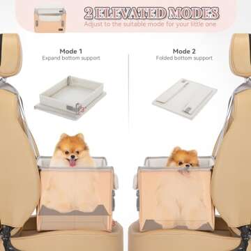 PETSFIT Cat Car Seat, Waterproof PU Leather Dog Booster Car Seat with Patent Safe Buckles, Clip-On Leash, Pet Travel Carrier Bed for Small Pets Up to 25lbs (Orange)