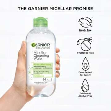 Garnier Micellar Water for Oily Skin, Facial Cleanser & Makeup Remover, Mattifying, For All Skin Types, Vegan, Cruelty Free, 13.5 Fl Oz (400mL), 1 Count