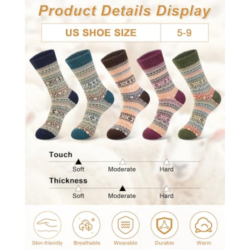 5 Pack Womens Wool Socks - Cozy Winter Essentials