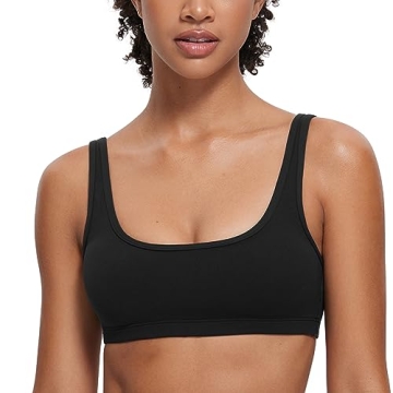 CRZ YOGA Butterluxe Mini Bra for Women - Scoop Neck Low Impact Wireless Sports Bra Yoga Cami Padded ...