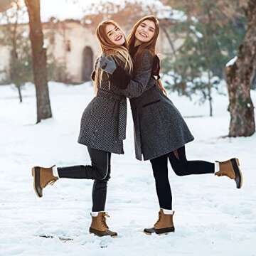 DKSUKO Women's Lace UP Two-Tone Snow Rain Duck Boots.(9 B(M) US, Brown).