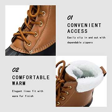 DKSUKO Women's Lace UP Two-Tone Snow Rain Duck Boots.(9 B(M) US, Brown).