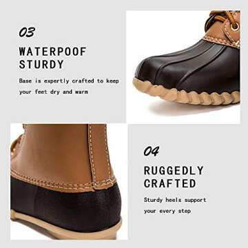 DKSUKO Women's Lace UP Two-Tone Snow Rain Duck Boots.(9 B(M) US, Brown).