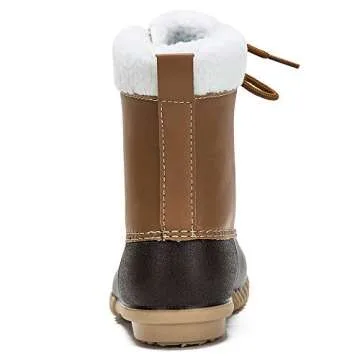 DKSUKO Women's Lace UP Two-Tone Snow Rain Duck Boots.(9 B(M) US, Brown).