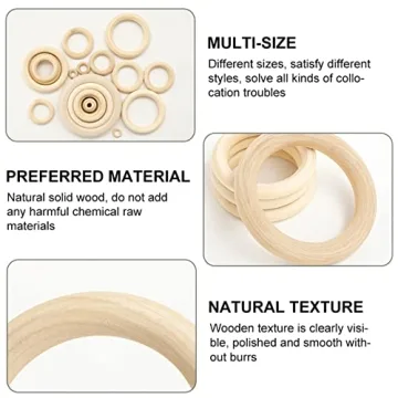 Essential 10 PCS Unfinished Wooden Rings for Crafting