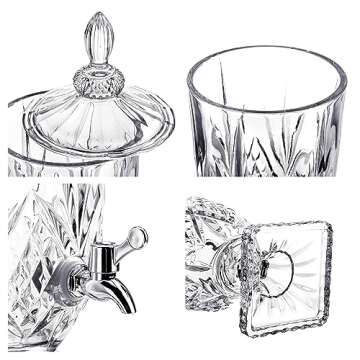 0.8 Gallon Glass Drink Dispenser for Parties 3L Crytal Iced Beverage Dispenser with Spigot Wedding Beverage Server for Party Bar