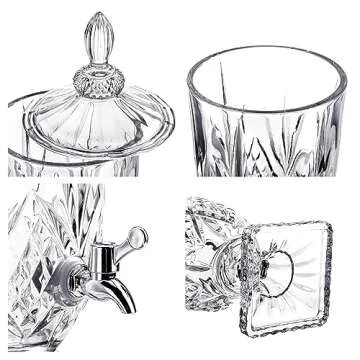 0.8 Gallon Glass Drink Dispenser for Parties 3L Crytal Iced Beverage Dispenser with Spigot Wedding Beverage Server for Party Bar