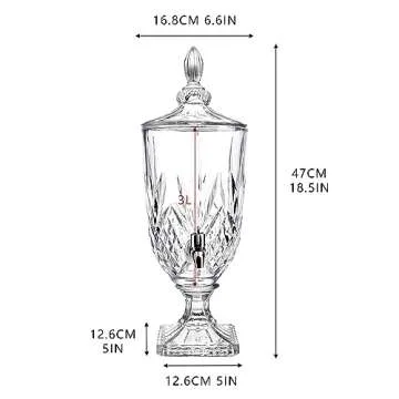 0.8 Gallon Glass Drink Dispenser for Parties 3L Crytal Iced Beverage Dispenser with Spigot Wedding Beverage Server for Party Bar