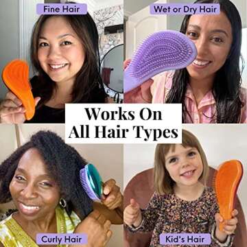 Lily England Detangler Brush & Hair Comb Set - Lightweight Hair Brush & Wide Tooth Comb for Women & Kids - Smooth Detangling Brush & Comb for Curly Hair, Straight, Dry, Fine, & Thick Hair, Rose Gold