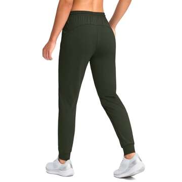 G Gradual Women's Joggers Pants with Zipper Pockets Tapered Running Sweatpants for Women Lounge, Jogging (Olive Green, Small)