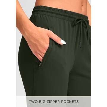 G Gradual Women's Joggers Pants with Zipper Pockets Tapered Running Sweatpants for Women Lounge, Jogging (Olive Green, Small)