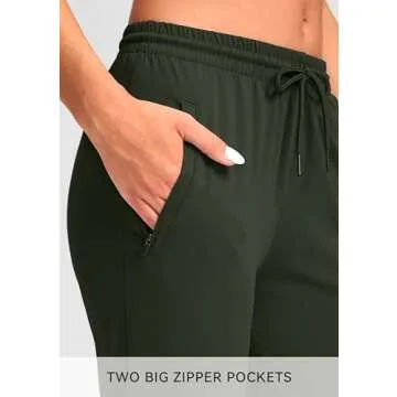 G Gradual Women's Joggers Pants with Zipper Pockets Tapered Running Sweatpants for Women Lounge, Jogging (Olive Green, Small)