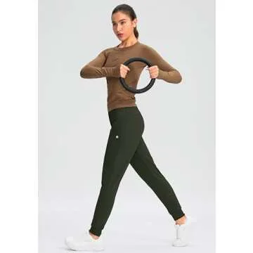 G Gradual Women's Joggers Pants with Zipper Pockets Tapered Running Sweatpants for Women Lounge, Jogging (Olive Green, Small)