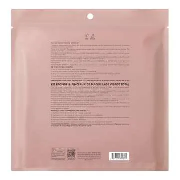 e.l.f. Complexion Essentials Brush & Sponge Set, Concealer, Powder, Blush & Highlighter Brushes & Total Face Sponge, Vegan & Cruelty-Free