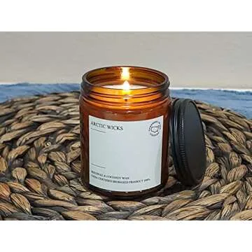 Pumpkin Spice Latte Candles | Arctic Wicks Scented Candles Coconut & Beeswax Candles | 9oz Amber Non-Toxic Candle Fall Decor Candles Gifts Pumpkin Spice Candles for Autumn | USDA Certified Biobased