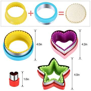 Sandwich Cutter and Sealer,Round Heart Star 3Pcs Shapes Sandwich Decruster Press Mold+8pcs Stainless...