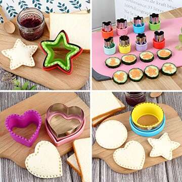 Sandwich Cutter and Sealer,Round Heart Star 3Pcs Shapes Sandwich Decruster Press Mold+8pcs Stainless Steel Mini Vegetable Cookie Cutters,Bread Sandwich Decruster Pancake Maker DIY for Kids Bento