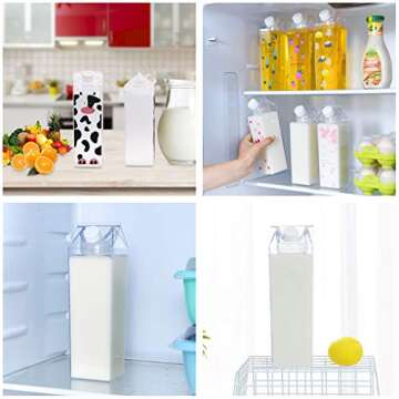 Yimaa Clear Milk Carton Water Bottle Cups Plastic Milk Juice Box Transparent Refill Water Bottle Cute Container for Outdoor Sports Travel Camping Activities, 17oz