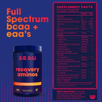BEAM Be Amazing Recovery Aminos Powder – Ultimate Post-Workout Drink with BCAAs & EAAs | Vegan, Ca...