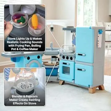 Step2 Cook & Care Corner Kids Kitchen Playset & Nursery, Indoor/Outdoor Kitchenette, Interactive Play with Lights and Sounds, Made of Durable Plastic, 29 Piece Toy Accessories, Toddlers 3+ Years Old