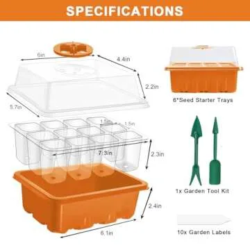 GooingTop Seed Starter Tray, 6 Pack 72 Cells Plant Grow Kit with Adjustable Humidity Vent for Mini G...
