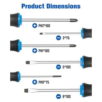 ROTATION 6PCS Magnetic Tip Screwdriver Set, 3 Phillips and 3 Flat, Professional Cushion Grip | 6-Pie...
