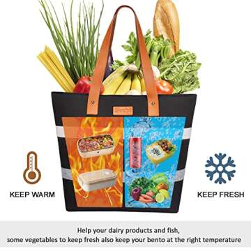 Sucipi Jumbo Insulated Cooler Tote Bag for Beach Foldable Insulated Reusable Grocery Bag with Zipper Large Insulated Shopping Bags for Frozen Food for Women Waterproof Leakproof