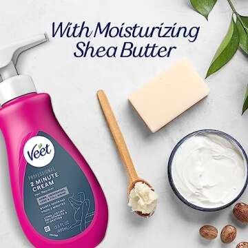 VEET Professional 2 Minute Hair Removal Cream For All Skin Types with Shea Butter | Effective Full Bikini/Pubic Hair Removal Gel | Dermatologically Tested | 13.5 FL OZ Bottle w/Spatula, Purple