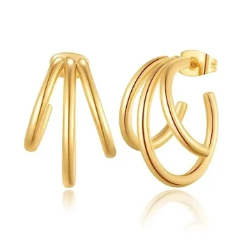Chunky Gold Hoop Earrings for Women - Stylish and Hypoallergenic 14K Plated Hoops