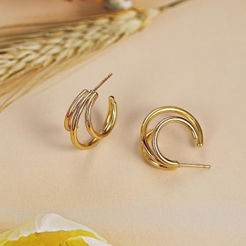 Chunky Gold Hoop Earrings for Women - Elegant and Lightweight