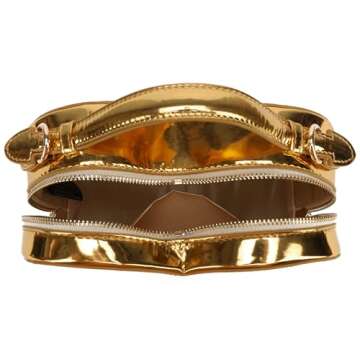 lola mae Heart Shape Satchel Crossbody Purse for women Zip Around Shoulder Bag (MT- Gold)