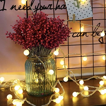 8 Pack Artificial Red Berry Stems for Christmas Decor