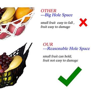 Large Macrame Fruit Hammock Under Cabinet,Veggie Banana Hammock Hanging Fruit Basket,Saves Counter S...