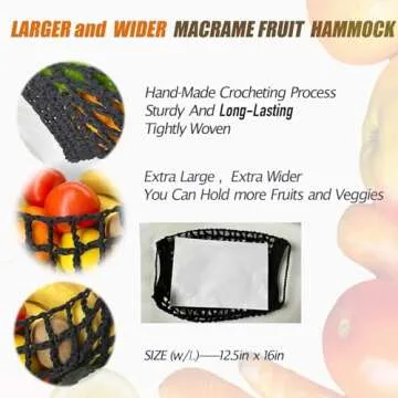 Large Macrame Fruit Hammock for Space-Saving Kitchen