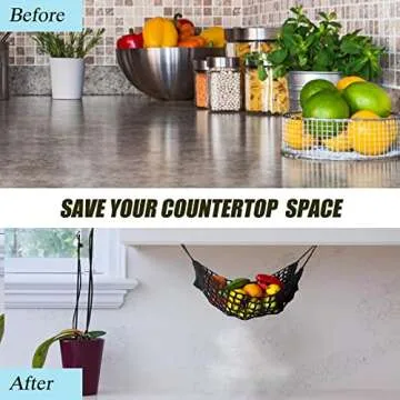 Large Macrame Fruit Hammock for Space-Saving Kitchen