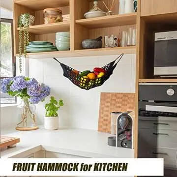 Large Macrame Fruit Hammock for Space-Saving Kitchen