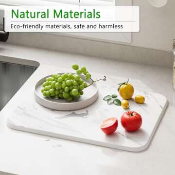 Huolewa Stone Dish Drying Mat for Kitchen Counter, Super Absorbent Quick Dry Stone Mat Kitchen, Heat...