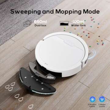 Kipvvo V3 Robot Vacuum,3 in 1 Ultra Thin 5000Pa Powerful Suction Self-Charging Automatic Robot Vacuum Cleaners for Home,APP/Voice/WiFi/Alexa Control for Multi Surface Cleaning