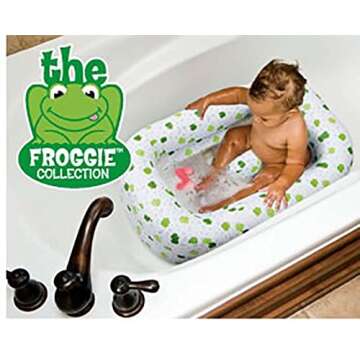 Mommy's Helper Inflatable Bath Tub Froggie Collection, White/Green, 6-24 Months