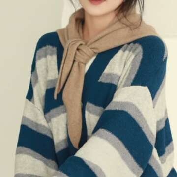 TYATVS Knit Cashmere Triangle Scarf for Women Knitted Head Scarf Y2k Neckerchief Old Money Aesthetic Accessories (Cream white)