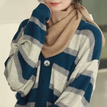 TYATVS Knit Cashmere Triangle Scarf for Women Knitted Head Scarf Y2k Neckerchief Old Money Aesthetic Accessories (Cream white)