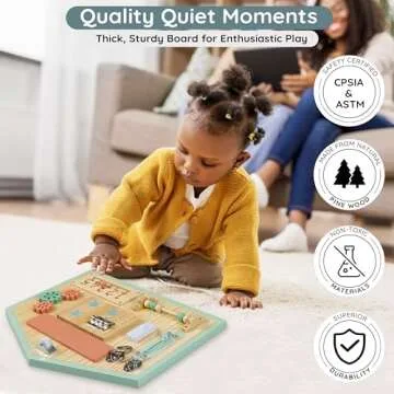 HomeSkill Wall & Travel Busy Board Panel – Can Be Personalized – Sensory Toy with 11 Activities – Solid Wooden Activity Board to Promote Early Childhood Development – Perfect for Toddler Playrooms