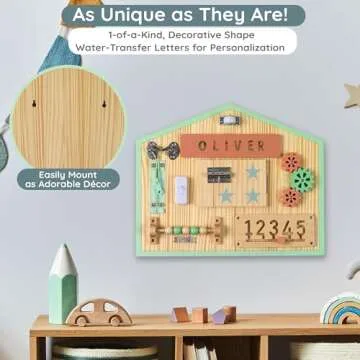 HomeSkill Wall & Travel Busy Board Panel – Can Be Personalized – Sensory Toy with 11 Activities – Solid Wooden Activity Board to Promote Early Childhood Development – Perfect for Toddler Playrooms