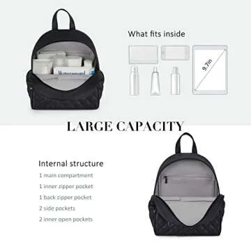 ECOSUSI Mini Backpack for Women Leather Small Backpack Purse for Ladies Cute Pom Bookbag Travel Shoulder Bag with Charm Tassel Black