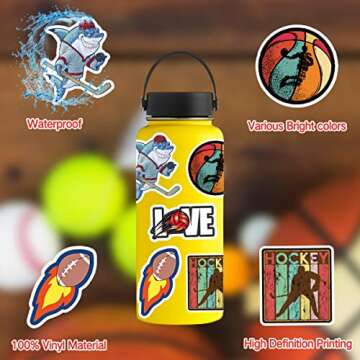 Sports Stickers 150PCS Sport Gift,Sports Stickers for Water Bottles,Basketball,Baseball,Football,Vol...