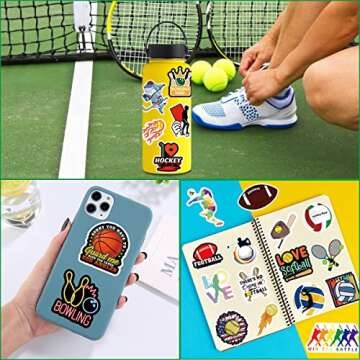 Sports Stickers 150PCS Sport Gift,Sports Stickers for Water Bottles,Basketball,Baseball,Football,Volleyball,Soccer,Stickers Sports,Stickers for Teens/Kids