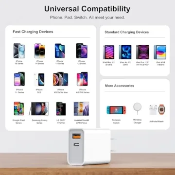 CSODINCE 3 Pack USB C Wall Charger, 20W Durable Dual Port QC+PD 3.0 Power Adapter, Double Fast Plug Charging Block for iPhone 14/14 Pro/13/15/15 Pro/Pro Max/Plus, XS/XR/X, Watch Series 8/7 Cube，White