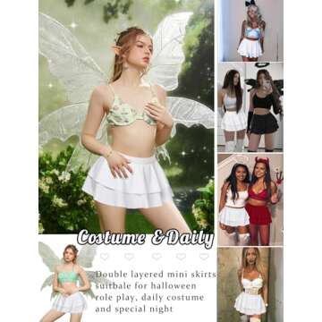 Avidlove Womens Mini Skirts Ruffle Mini Skirt Sxey Short Skirt Lingerie Skirt(White,XS)