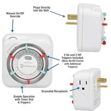 TN311 Heavy-Duty 24-Hour Mechanical Plug-in Timer for Lights & Appliances
