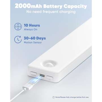 Auxoda Under Cabinet Lighting, Motion Sensor Light Indoor, Rechargeable Closet Lights Battery Operat...